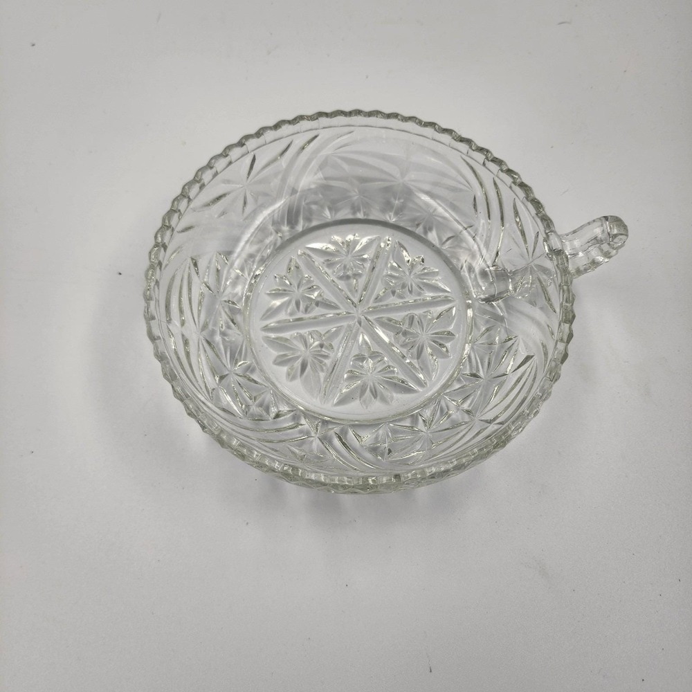 Vintage 1950s Anchor Hocking Clear Glass Stars and Bars 7" Nappy Bowl - Picture 3 of 5